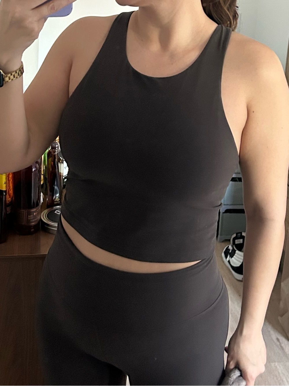 Athleta Black High-Neck Crop Sports Bra